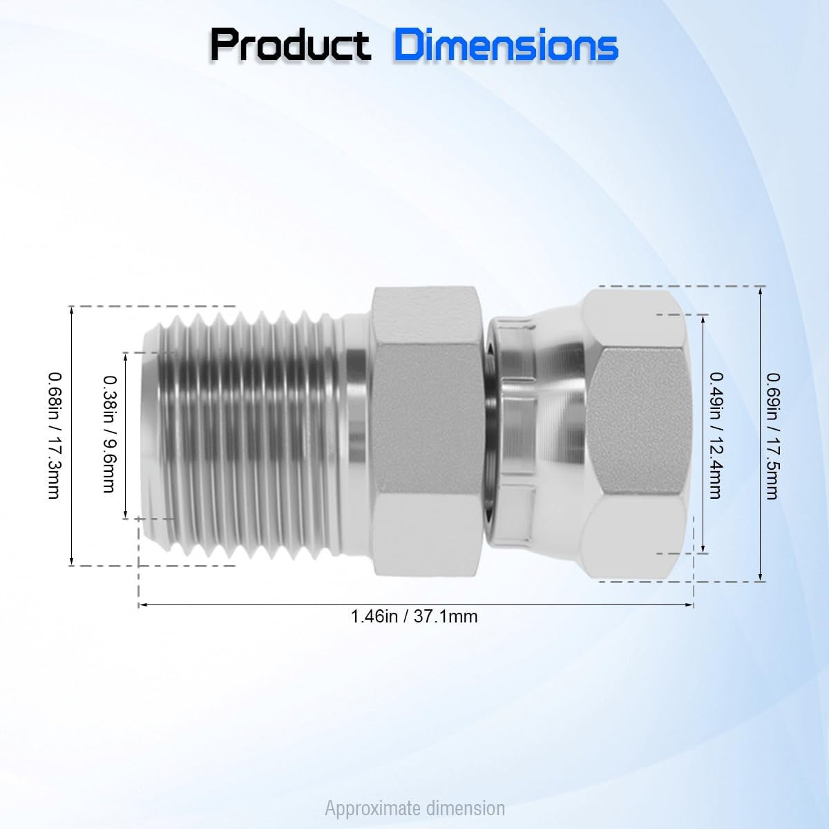 Hydraulic Swivel Adapter,3/8" NPTF Male to 1/4" NPSM Female, 1404-06-04Carbon SteelStraight Pipe Joints, for Hydraulic Hose Fitting(2 Pack)
