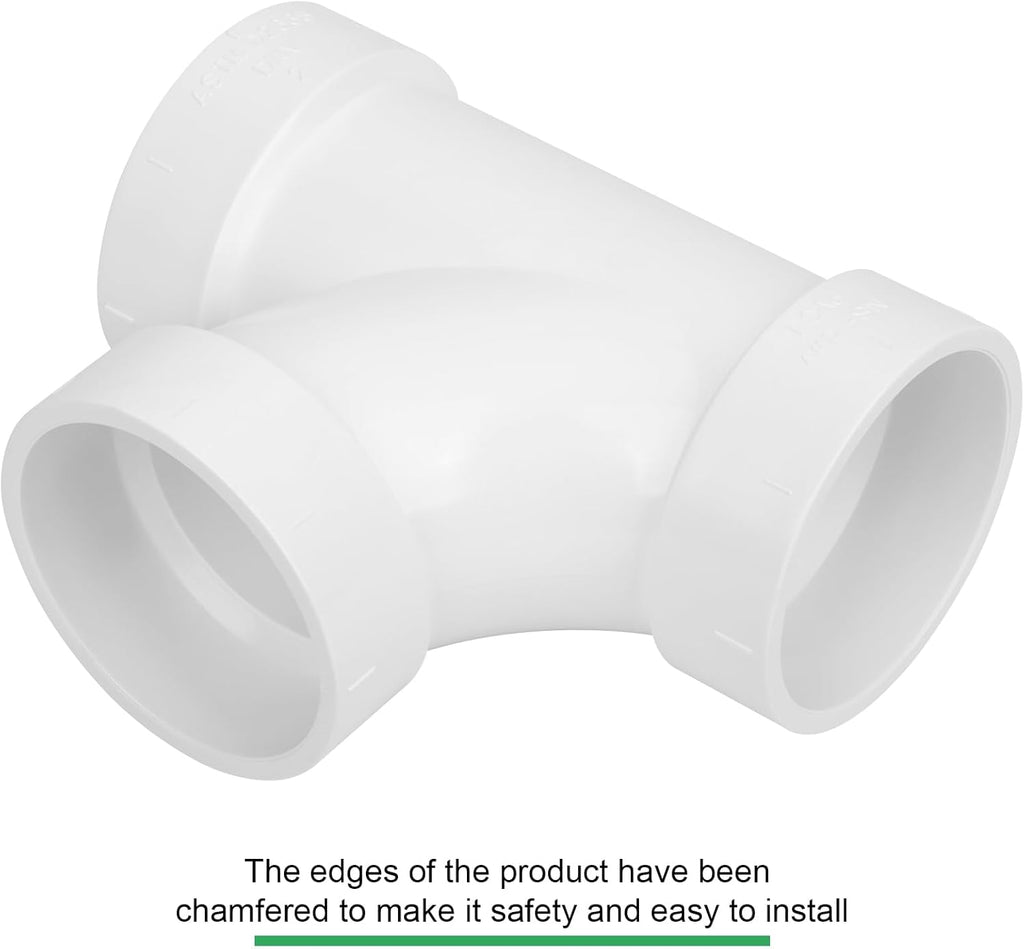 3Pack 2IN PVC DWV Sanitary Tee 3-Way PVC Pipe Fittings Adapter Furniture Build Grade SCH40 PVC Elbow Fittings Connector for Drain, Waste, Vent