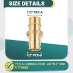 10-Pack Niikappu Pex Expansion Fitting, 1/2" x 1/2" Pex-A Coupling, Brass Expansion Pipe Fitting for PEX A Pipe