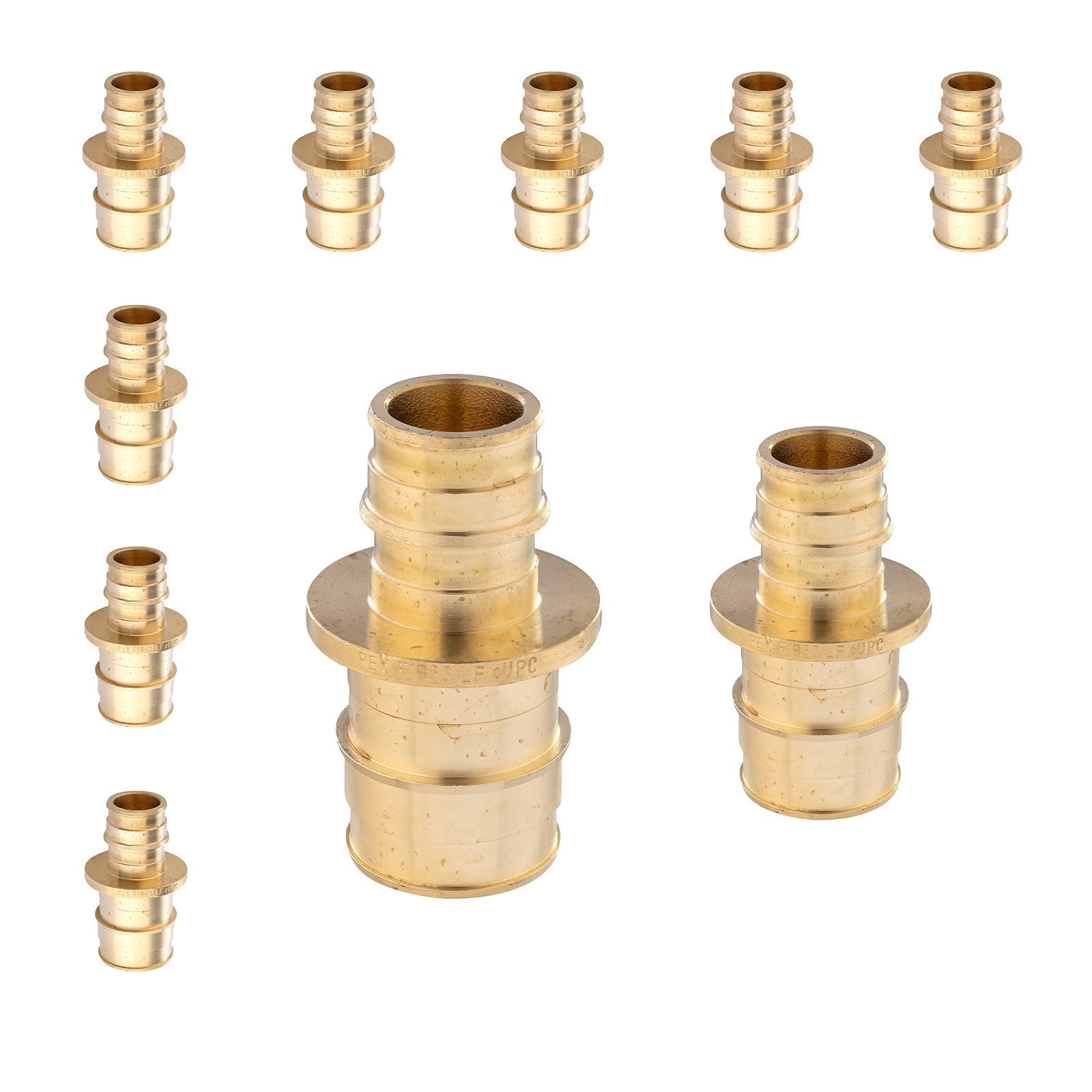 10-Pack Niikappu Pex Expansion Fitting, 1/2" x 1/2" Pex-A Coupling, Brass Expansion Pipe Fitting for PEX A Pipe