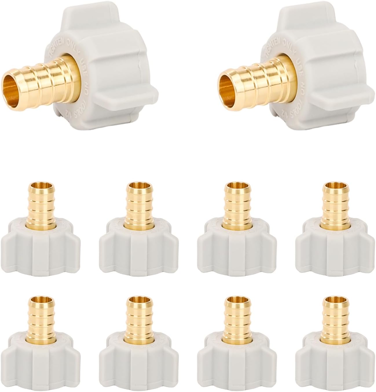 10PCS PEX Fitting 1/2" x 1/2" Female NPT Thread Swivel Adapter Barb Crimp Brass Fittings No Lead Brass ASTM F1807 & NSF Certified Anti-Leak Design for PEX Tubing