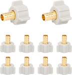 10PCS PEX Fitting 1/2" x 1/2" Female NPT Thread Swivel Adapter Barb Crimp Brass Fittings No Lead Brass ASTM F1807 & NSF Certified Anti-Leak Design for PEX Tubing