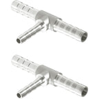 Nickel Plated Brass Reducing Tee Hose Barb, 5/16" X 1/4" X 5/16" ID, 3-Way Connector with Stainless Steel Clamp for Fuel, Coolant, Air & Vacuum Lines, Corrosion-Resistant (Pack of 2)