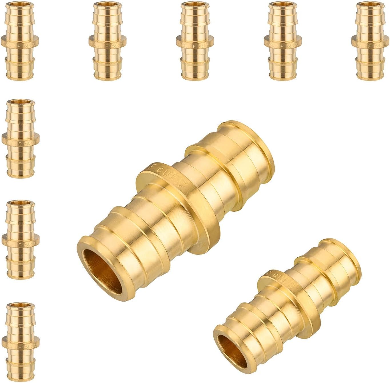 10-Pack Niikappu Pex Expansion Fitting, 1/2" x 1/2" Pex-A Coupling, Brass Expansion Pipe Fitting for PEX A Pipe