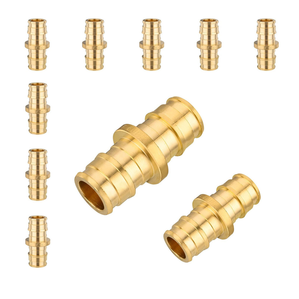 10-Pack Niikappu Pex Expansion Fitting, 1/2" x 1/2" Pex-A Coupling, Brass Expansion Pipe Fitting for PEX A Pipe