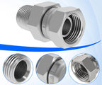 Hydraulic Swivel Adapter， 1/4" NPTF Male x 1/4" NPSM Female, 1404-04-04 Carbon SteelStraight Pipe Joints, for Hydraulic Hose Fitting(2 Pack)