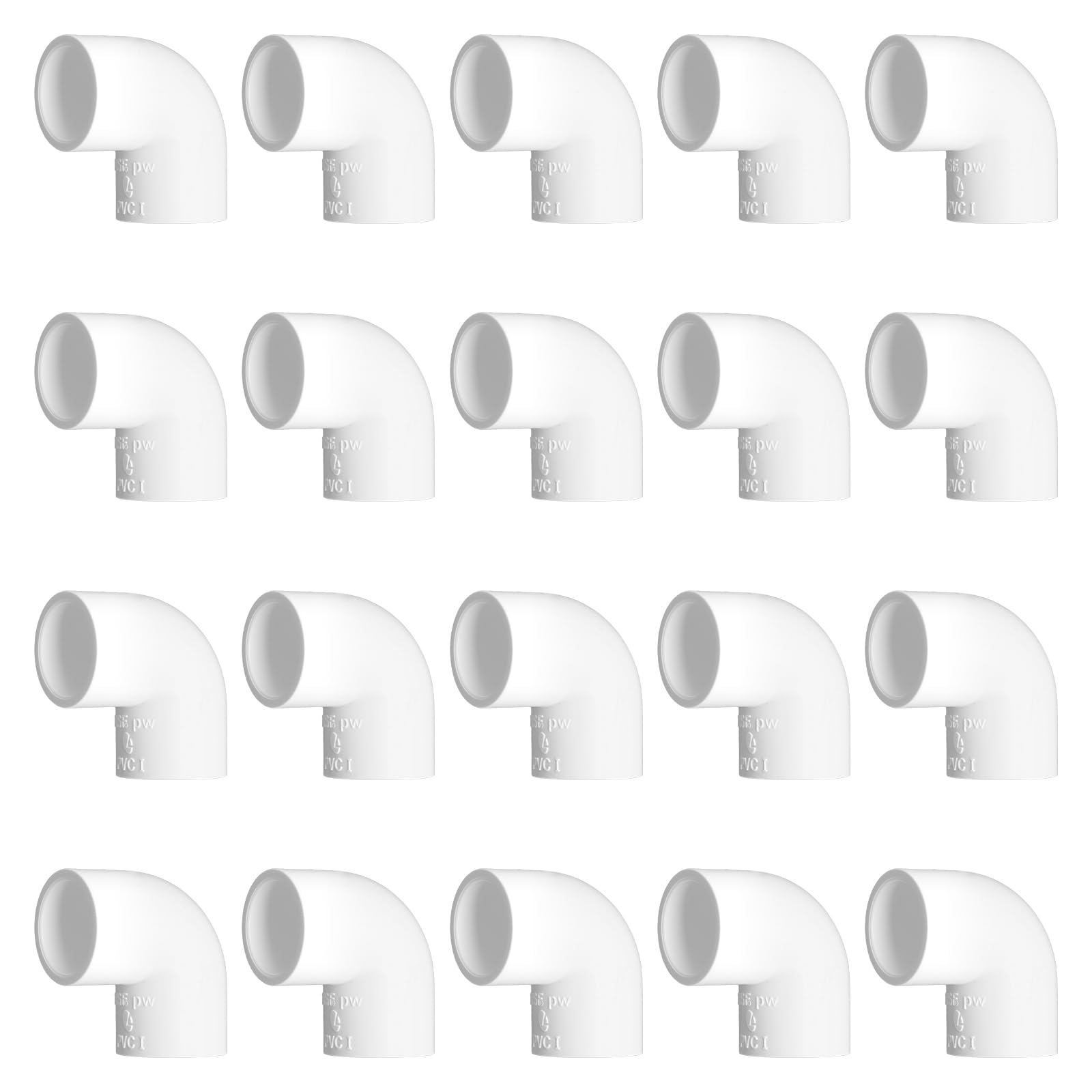 PVC Fitting Elbow Connector, Furniture Grade Elbow Side Outlet, PVC Corner Fittings for Building Furniture Greenhouse Shed Pipe Fittings Tent Connection (2 Way 90 Degree（20Packs）, 1")