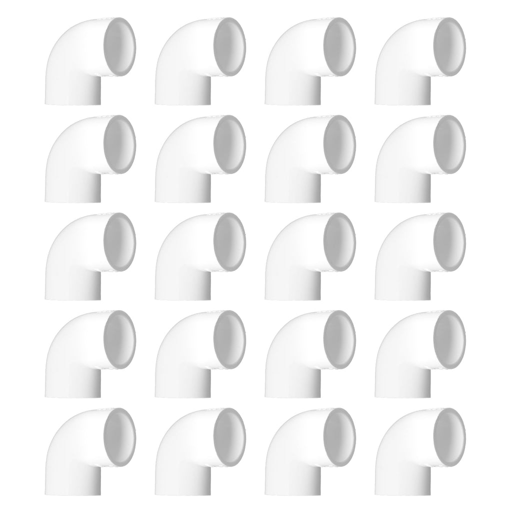 PVC Fitting Elbow Connector, Furniture Grade Elbow Side Outlet, PVC Corner Fittings for Building Furniture Greenhouse Shed Pipe Fittings Tent Connection (2 Way 90 Degree（20Packs）, 1")