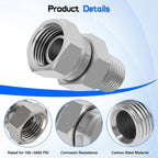 Hydraulic Swivel Adapter,3/8" NPTF Male to 1/4" NPSM Female, 1404-06-04Carbon SteelStraight Pipe Joints, for Hydraulic Hose Fitting(2 Pack)