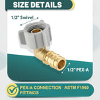 10-Pack Niikappu Pex-A Expansion Fitting, 1/2" Pex-A x 1/2" Female NPT Swivel Elbow, Brass Expansion Pipe Fitting for PEX A Pipe
