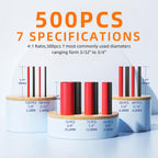 500 Pcs Heat Shrink Tubing Kit - 4:1 Ratio Adhesive Lined, Marine Grade Shrink Wrap - Industrial Heat Shrink Tubing,Black&Red