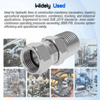 Hydraulic Swivel Adapter 1/4" Male NPTF x 3/8" Female JIC 37°,6505-04-06 Carbon Steel 360° Straight Pipe Joints Connector for Hydraulic Hose Fitting(2 Pack)