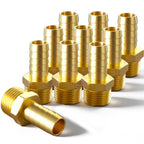 Brass Hose Barb Fitting, 1/8" Barb x 1/8" MNPT, 10-Pack, Male NPT to Hose Connector for Air, Fuel & Fluid Lines (1/8"ID to 1/8NPT)
