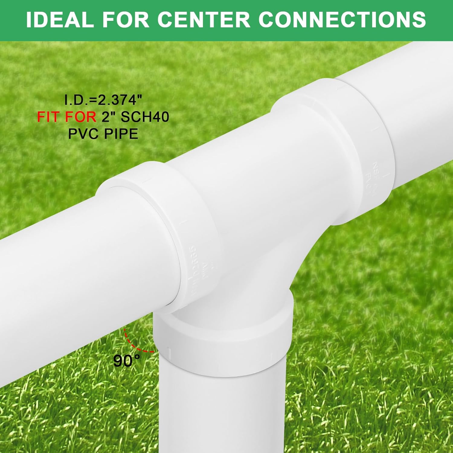 3Pack 2IN PVC DWV Sanitary Tee 3-Way PVC Pipe Fittings Adapter Furniture Build Grade SCH40 PVC Elbow Fittings Connector for Drain, Waste, Vent