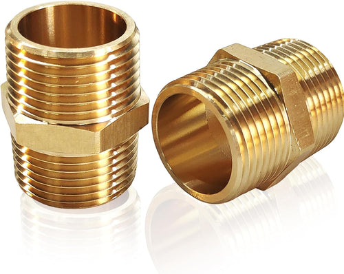 2PCS Hex Brass Nipples 1"NPT Male X 1" NPT Male Pipe Fitting 1 inch Brass Pipe Nipples Pipe Adapter Fittings Heavy Equal Brass Nipples Connectors