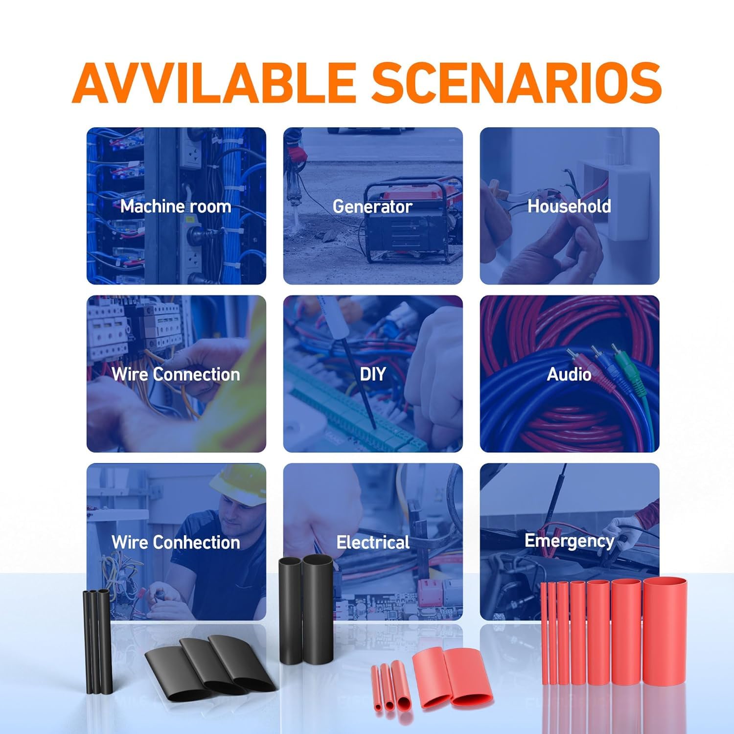 500 Pcs Heat Shrink Tubing Kit - 4:1 Ratio Adhesive Lined, Marine Grade Shrink Wrap - Industrial Heat Shrink Tubing,Black&Red