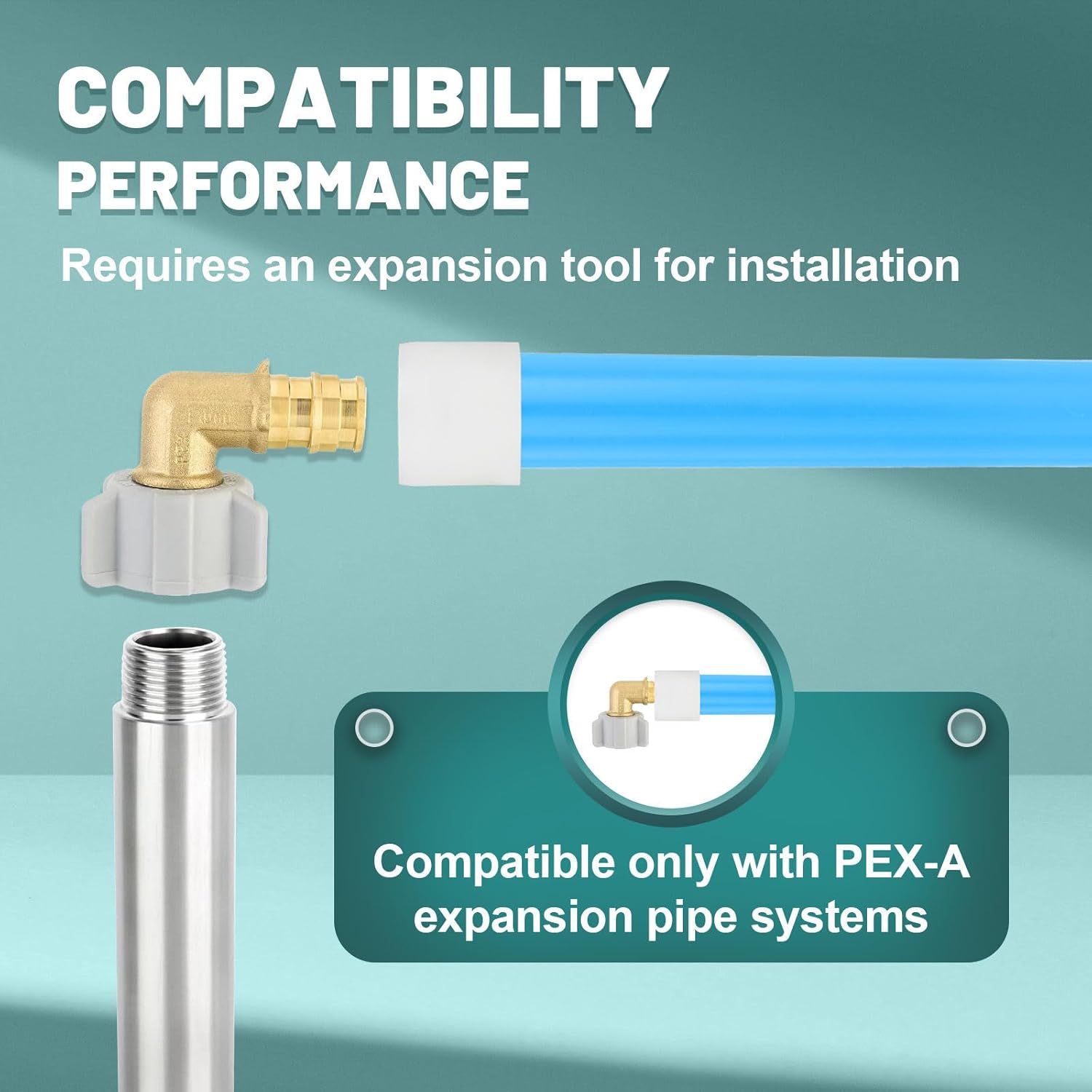 10-Pack Niikappu Pex-A Expansion Fitting, 1/2" Pex-A x 1/2" Female NPT Swivel Elbow, Brass Expansion Pipe Fitting for PEX A Pipe
