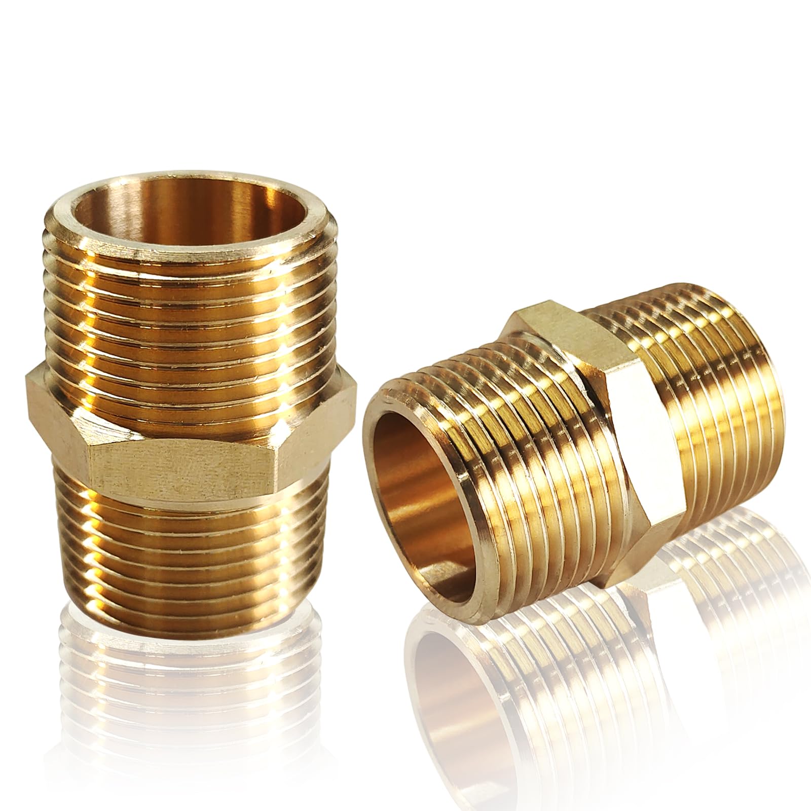 2PCS Hex Brass Nipples 1"NPT Male X 1" NPT Male Pipe Fitting 1 inch Brass Pipe Nipples Pipe Adapter Fittings Heavy Equal Brass Nipples Connectors