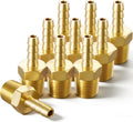 Brass Hose Barb Fitting, 1/8" Barb x 1/8" MNPT, 10-Pack, Male NPT to Hose Connector for Air, Fuel & Fluid Lines (1/8"ID to 1/8NPT)