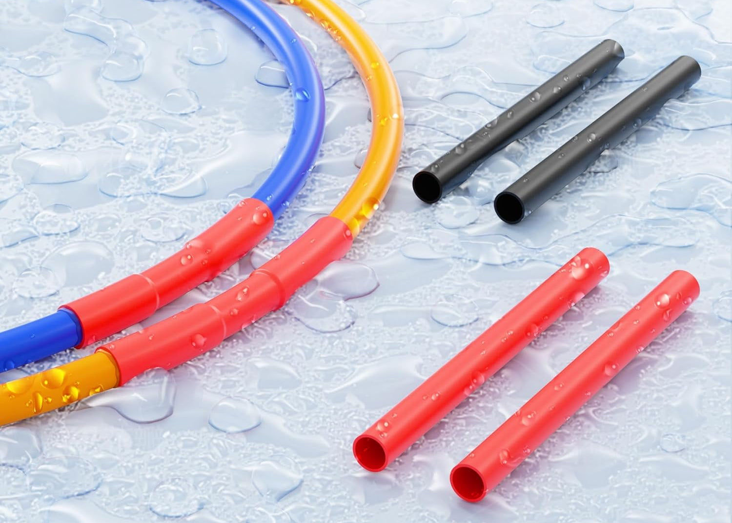 500 Pcs Heat Shrink Tubing Kit - 4:1 Ratio Adhesive Lined, Marine Grade Shrink Wrap - Industrial Heat Shrink Tubing,Black&Red