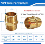 2PCS Hex Brass Nipples 1"NPT Male X 1" NPT Male Pipe Fitting 1 inch Brass Pipe Nipples Pipe Adapter Fittings Heavy Equal Brass Nipples Connectors