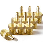 Brass Hose Barb Fitting, 1/8" Barb x 1/8" MNPT, 10-Pack, Male NPT to Hose Connector for Air, Fuel & Fluid Lines (1/8"ID to 1/8NPT)