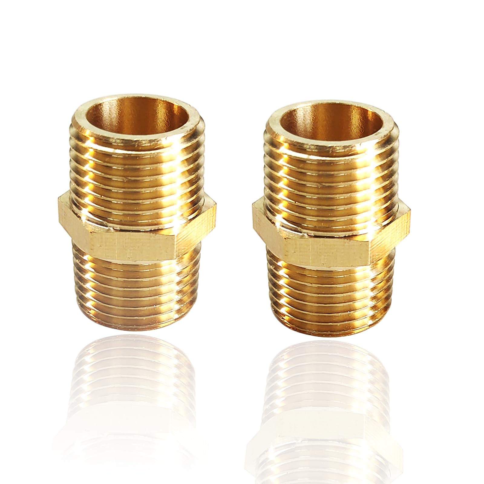 2PCS Hex Brass Nipples 1"NPT Male X 1" NPT Male Pipe Fitting 1 inch Brass Pipe Nipples Pipe Adapter Fittings Heavy Equal Brass Nipples Connectors