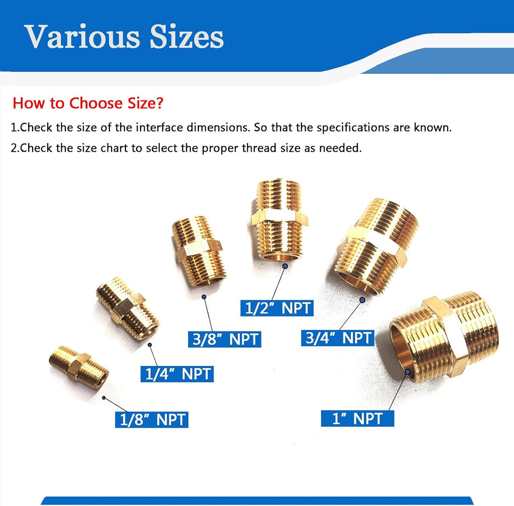 2PCS Hex Brass Nipples 1"NPT Male X 1" NPT Male Pipe Fitting 1 inch Brass Pipe Nipples Pipe Adapter Fittings Heavy Equal Brass Nipples Connectors
