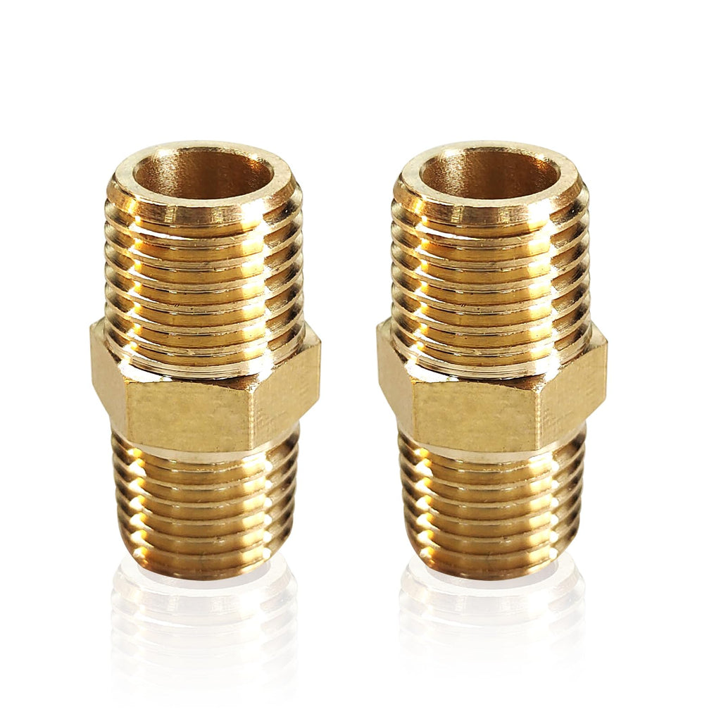 2PCS Hex Brass Nipples 1"NPT Male X 1" NPT Male Pipe Fitting 1 inch Brass Pipe Nipples Pipe Adapter Fittings Heavy Equal Brass Nipples Connectors