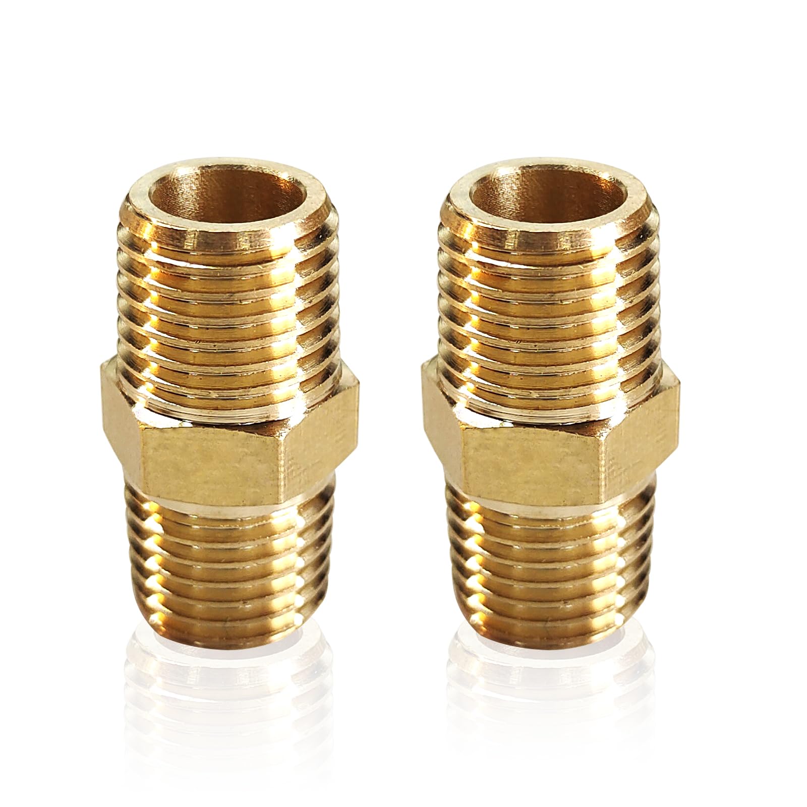 2PCS Hex Brass Nipples 1"NPT Male X 1" NPT Male Pipe Fitting 1 inch Brass Pipe Nipples Pipe Adapter Fittings Heavy Equal Brass Nipples Connectors