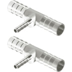 Nickel Plated Brass Reducing Tee Hose Barb, 5/16" X 1/4" X 5/16" ID, 3-Way Connector with Stainless Steel Clamp for Fuel, Coolant, Air & Vacuum Lines, Corrosion-Resistant (Pack of 2)