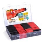500 Pcs Heat Shrink Tubing Kit - 4:1 Ratio Adhesive Lined, Marine Grade Shrink Wrap - Industrial Heat Shrink Tubing,Black&Red