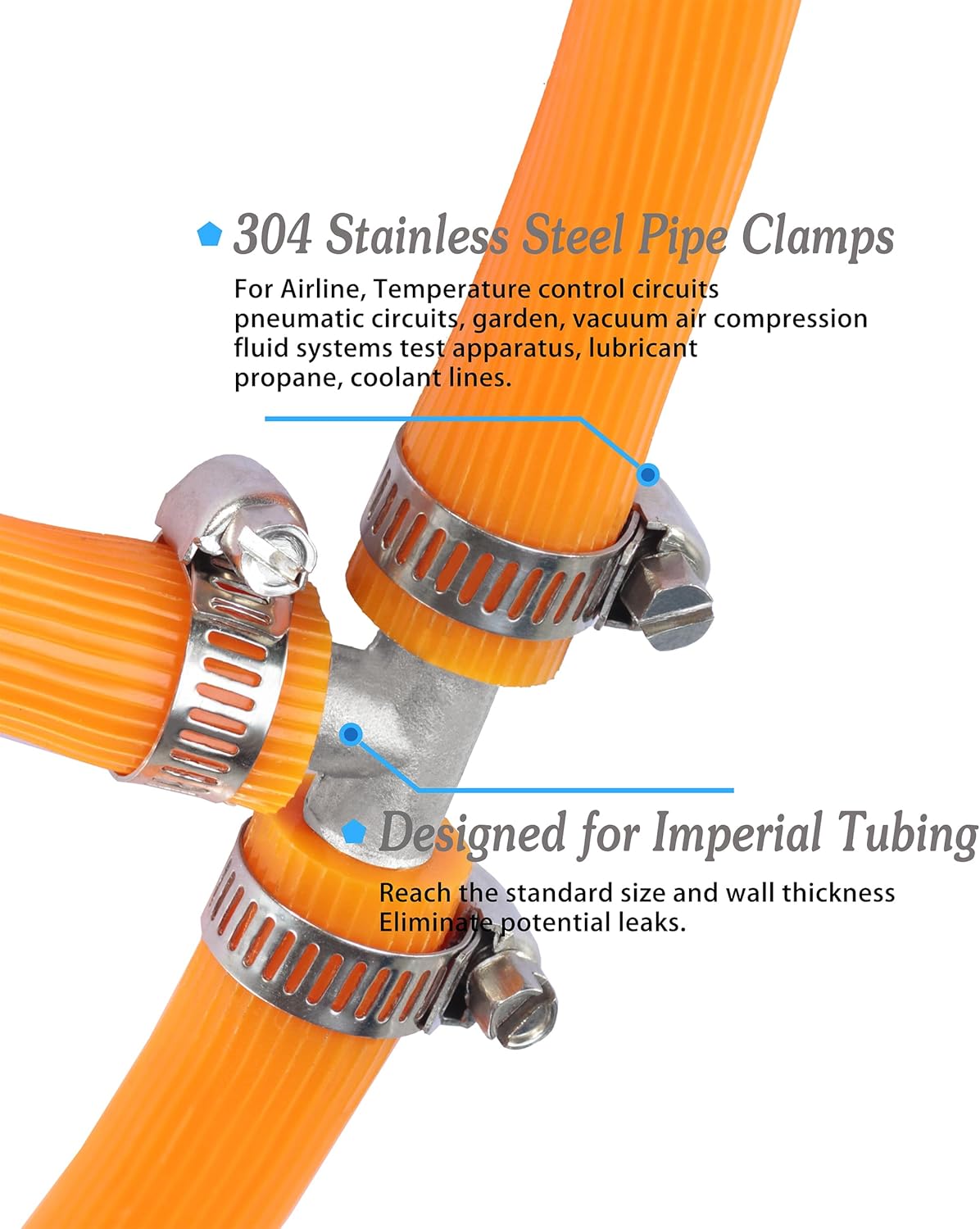 Nickel Plated Brass Reducing Tee Hose Barb, 5/16" X 1/4" X 5/16" ID, 3-Way Connector with Stainless Steel Clamp for Fuel, Coolant, Air & Vacuum Lines, Corrosion-Resistant (Pack of 2)