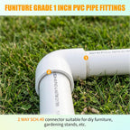 PVC Fitting Elbow Connector, Furniture Grade Elbow Side Outlet, PVC Corner Fittings for Building Furniture Greenhouse Shed Pipe Fittings Tent Connection (2 Way 90 Degree（20Packs）, 1")