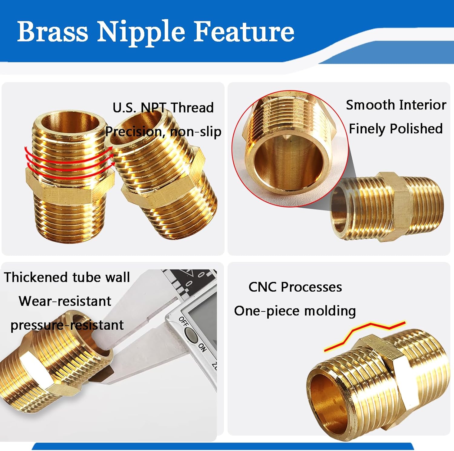 2PCS Hex Brass Nipples 1"NPT Male X 1" NPT Male Pipe Fitting 1 inch Brass Pipe Nipples Pipe Adapter Fittings Heavy Equal Brass Nipples Connectors